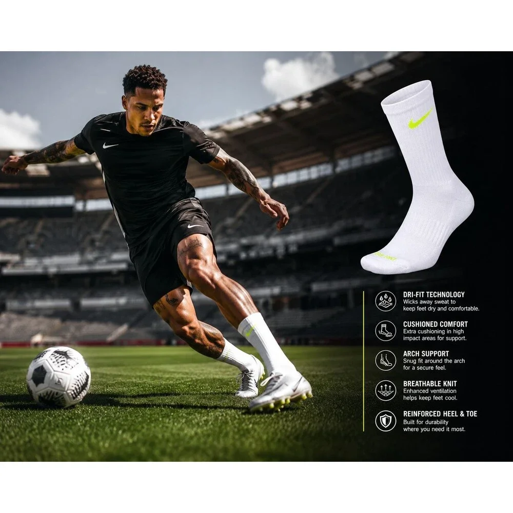 Nike Everyday Plus Cushioned Training Crew Socks – 12 Pairs (2 Sets of 6 Pairs)